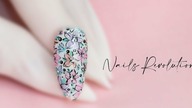 Flowers pattern design nails art tutorial step by step