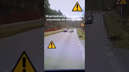 Wyprzedzanie na czołówkę, zmuszony do hamowania #shorts #rikordwidjo