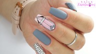 Grey geometric nails art tutorial / Stardoro /Cuccio