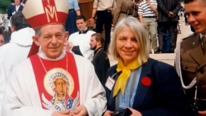 His Eminence Józef Glemp, Archbishop of Warsaw, Primate of Poland & Alwida Bajor, publicist.