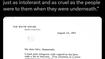 Truman tak pisał do Eleonory Roosevelt o żydach