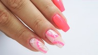 Neon Pink and Leaves nails art tutorial / Eveline Cosmetics