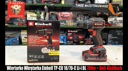 Wiertarko Wkrętarka Einhell TP-CD 18/70-C Li-i BL Udarowa 70Nn + Anti-Kickback dla ochrony rąk :)