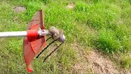 Homemade Chain for trimmer test Experimente. Głowica do kosy z łańcucha od piły