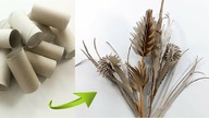 Bukiet polnych kwiat&oacute;w i traw z rolek po papierze toaletowym. DIY Recykling art. Jak zrobić?