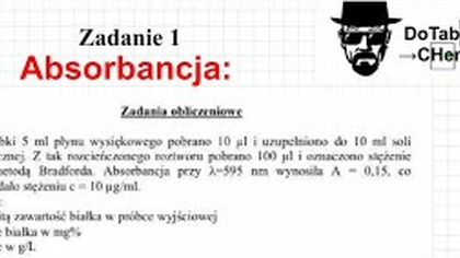 Absorbancja: Zadanie 1.  Z próbki 5 ml płynu wysiękowego pobrano 10 uL i uzupełniono do... #chemia
