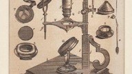 Rycina z 1753 r. The New constructed double Microscope (Mikroskop złożony Cuffa),