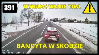 Kierowca Skody celowo wyhamowuję Tira