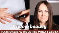 Paznokcie w kolorze wina i złota krok po kroku