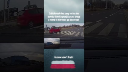 Blokuje dwa pasy dla dziecka, a barany jadą dalej #piratdrogowy #szok #dashcam #automobile