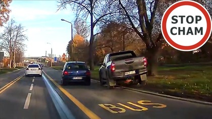 Cwaniak w pickupie omijał korek buspasem ale trafił na...  #2070 Wasze Filmy