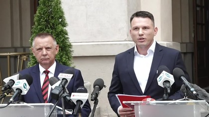 Konferencja - Prezes NIK Marian Banaś oraz Sławomir Mentzen (27. 07. 2023)