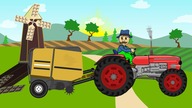  Picking Up Straw Bales 2 | Work on a field - Tractor Story Childrens cartoons - Bajki Traktory