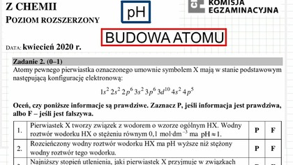 ZADANIE 2 CKE 2020 KWIECIEŃ BUDOWA ATOMU I pH MOCNEGO KWASU