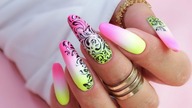 Neon ombre / ornaments nails art tutorial / Allepaznokcie