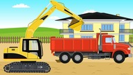Construction Machines for Kids | Excavator and Truck - Fence Story | Koparko - Ładowarka Dla Dzieci