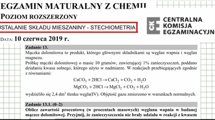 ZADANIE 13 CKE 2019 CZERWIEC USTALANIE SKŁADU MIESZANINY MĄCZKA DOLOMITOWA.  #chemia #chemistry