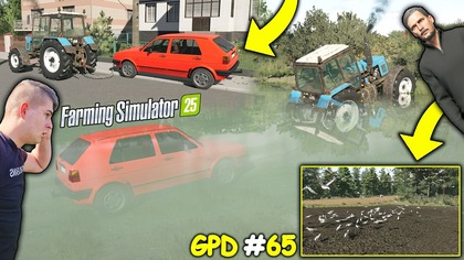 INWAZJA WRON ŚMIESZNE HOLOWANIE AUTA CIĄGNIKIEM PRAWIE UTOPIŁEM TRAKTOR SĄSIADAGPD FS 25 65