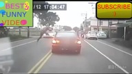 Nie dał się rozjechać,przeskoczył auto!