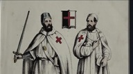 Templariusze - rycina z poł.  XIX w.  przedstawiająca owianych legendą rycerzy-zakonników