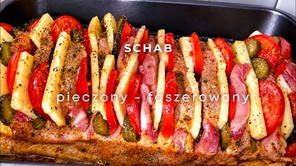 Soczysty schab faszerowany, pieczony.