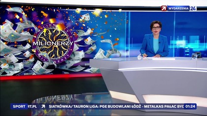 Wydarzenia 24 - Fragment "Wydarzeń 21:50" o pierwszym milionie w Polsatowskich "Milionerach" (noc z 14 na 15. 11. 2025)