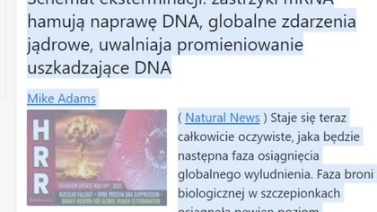 Schemat eksterminacji: mRNA hamują naprawę DNA, globalne zdarzenia jądrowe uszkadzające DNA