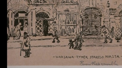 Bronisław Kopczyński Warszawa  Rynek Starego Miasta, litografia, ok.  z 1925 r.