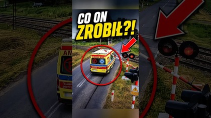 Ambulans przy torach, rogatki za nim.  Co byś zrobił na jego miejscu?  #Kierowcy #PKP