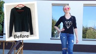 DIY czarny sweterek z diamentem z cekinów
