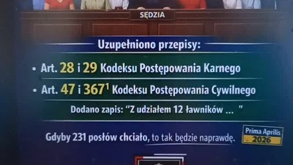 ŁAWY OBYWATELSKIE (1 sędzia +12 ławników) w sprawach sędziów i prokuratorów .  1. 04. 2026