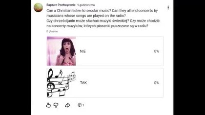 Ankieta.  Czy chrześcijanin może słuchać świeckiej muzyki? LINK