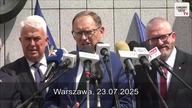 Konferencja prasowa posłów Korony przed pikietą Kłamali, kłamią i będą kłamać - Warszawa, 23. 07. 25
