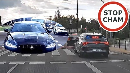 Środkowy paluszek kierowcy Jaguara i instant karma #2327 Wasze Filmy