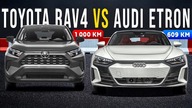 Samochód elektryczny vs.  Hybryda na trasie do Szwajcarii  Audi e-tron GT vs.  Toyota RAV4