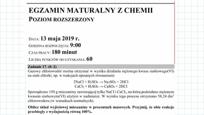 CKE 2019 MAJ ZADANIE 17 MATURA CHEMIA ROZSZERZONA USTALANIE SKŁADU MIESZANINY.  #chemia #chemistry