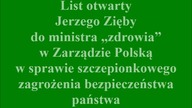List otwarty Jerzego Zięby do ministra zdrowia w Zarządzie Polską w sprawie szczepionkowego zagrożen