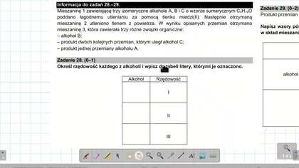 ZADANIE 28 i 29 CKE 2021 MARZEC ALKOHOLE ALDEHYDY KETONY KWASY. Mieszaninę 1 zawierającą trzy izomeryczne alkohole A, B i C o wzorze sumarycznym C4H10