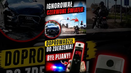 Czerwone światło, zderzenie i alkohol.  Jaką karę powinien dostać kierowca?  #shorts #polskiedrogi
