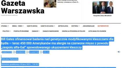 03. 08. 2023r Bill Gates sfinansował badania nad genetycznie modyfikowanymi kleszczami