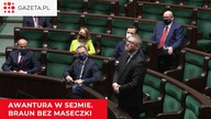 AWANTURA W SEJMIE! Grzegorz Braun bez maseczki.  Został wykluczony z obrad.