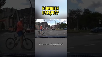 Rowerzysta machnął ręką i skręca czy kierowca musi ustąpić?  #polscykierowcy #rower #droga #shorts