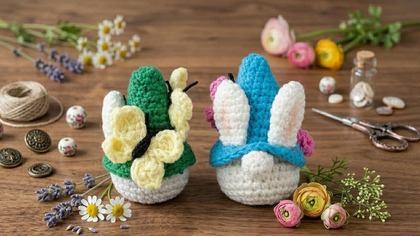 Urocze Wielkanocne Gnomy Z Motylkami Prosty Wzór Dla Każdego #668 PL/ENG