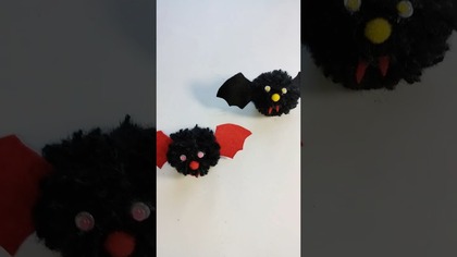 Łatwe nietoperze na Halloween DIY#nietoperz #pompon #halloween #jakzrobić #rękodzieło #maskotka