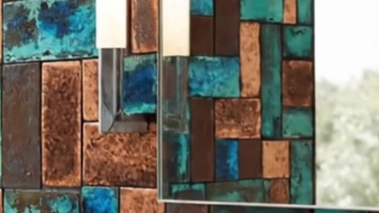 Ręcznie robione płytki miedziane z patyną 