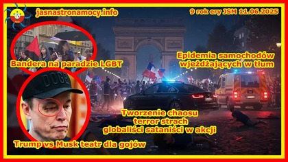 Epidemia samochodów wjeżdżających w tłum Tworzenie chaosu terroru strach globaliści sataniści w akcji Bandera na paradzie LGBT Trump vs Musk teatr dla