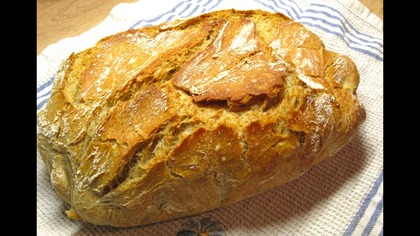 Wspaniały domowy chleb pszenno-razowy z chrupiąca skórką, łatwy, bez wyrabiania /homemade bread