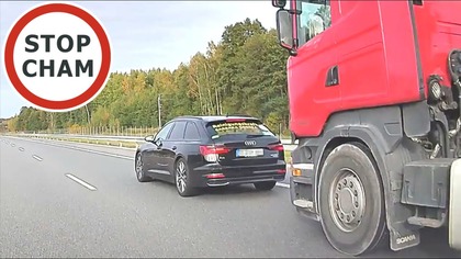 Szybkie Audi wyhamowuje ciężarówkę i doprowadza do kolizji #2043 Wasze Filmy