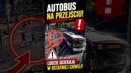 Autobus wjeżdża na przejście, piesi uciekają w ostatniej chwili  #shorts #autobus #szczecin #uwaga
