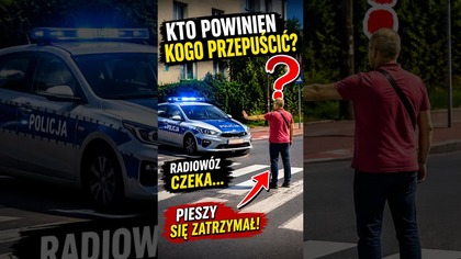 Radiowóz czy pieszy? Kto powinien kogo przepuścić?  #policja #prawo #kierowcy #shorts